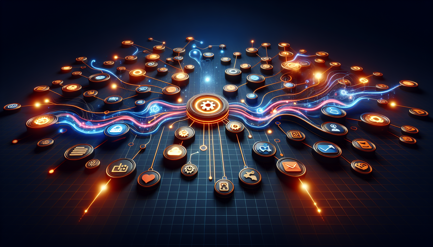 HubSpot Zapier integration data flow visualization with connected app nodes and CRM hub